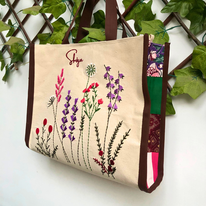 Embroidered Meadow Tote Bag