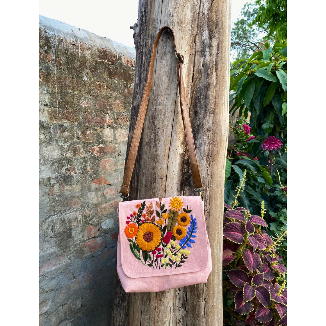 Peach Floral Sling Bag