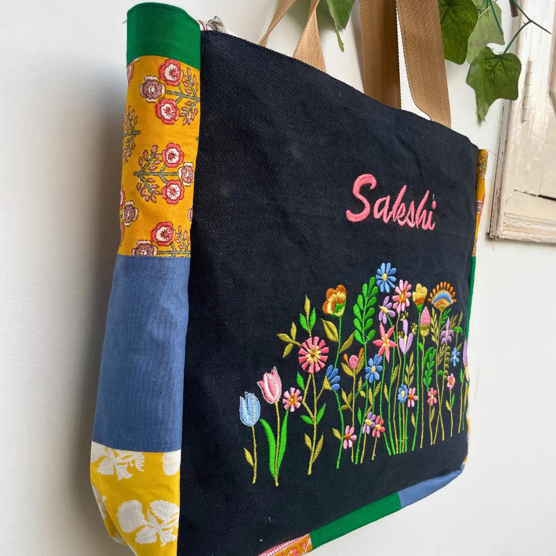 Garden Black Tote Bag