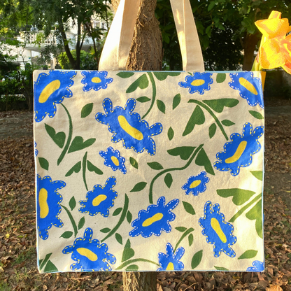 The Blue floral box tote bag