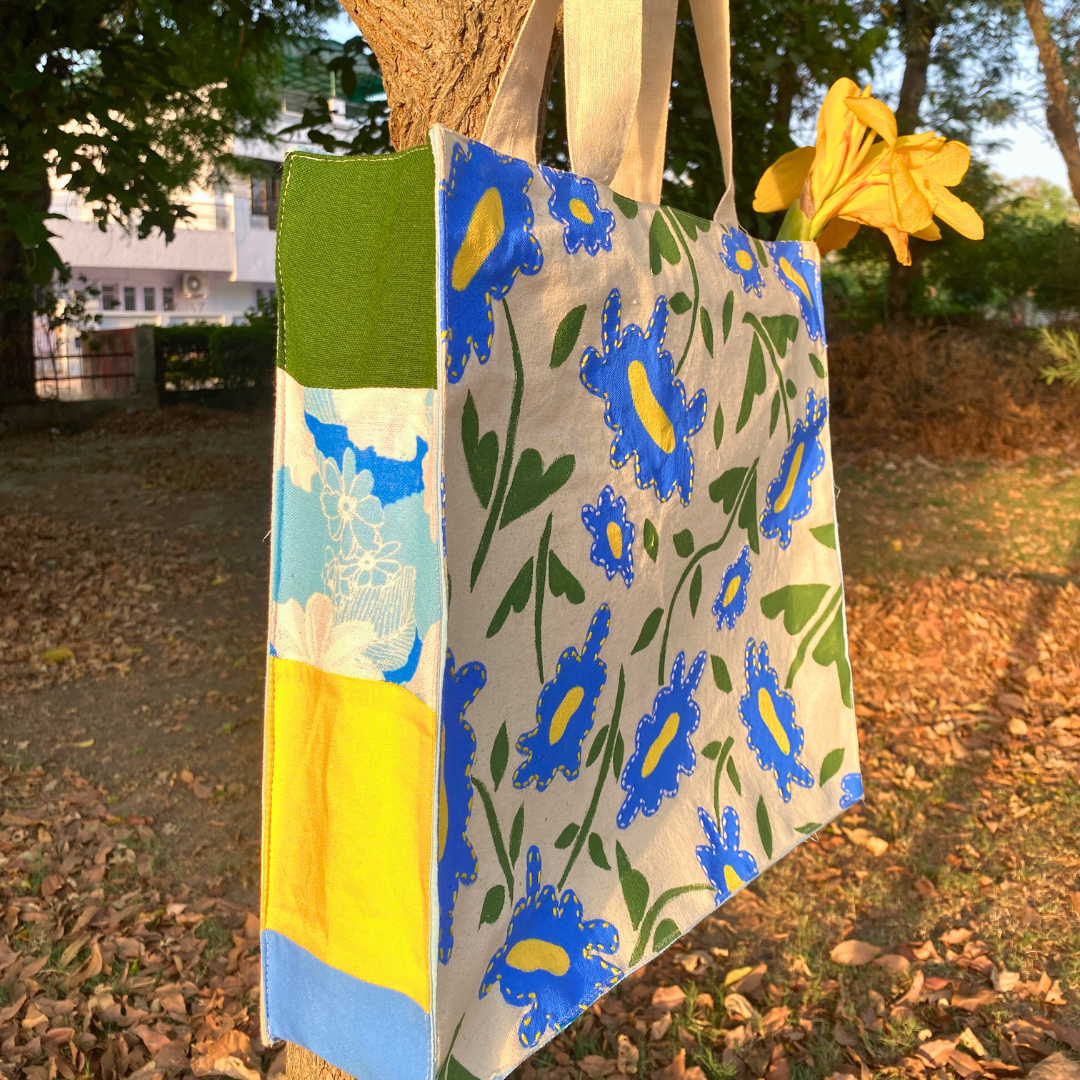 The Blue floral box tote bag