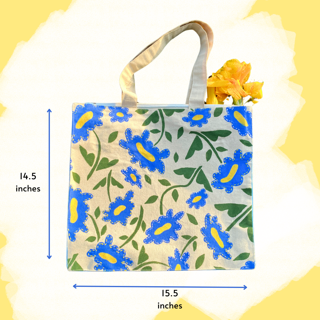 The Blue floral box tote bag