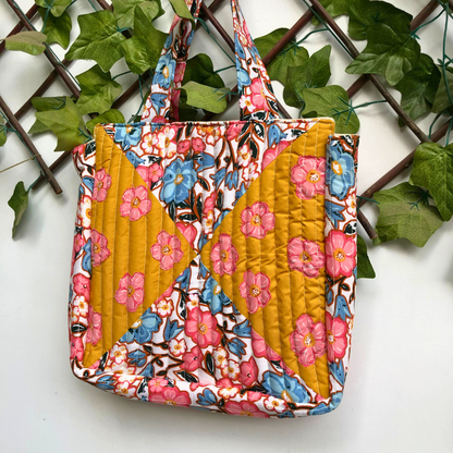 Sunny Bloom Quilt Tote Bag