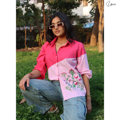 Pink dual tone cotton shirt