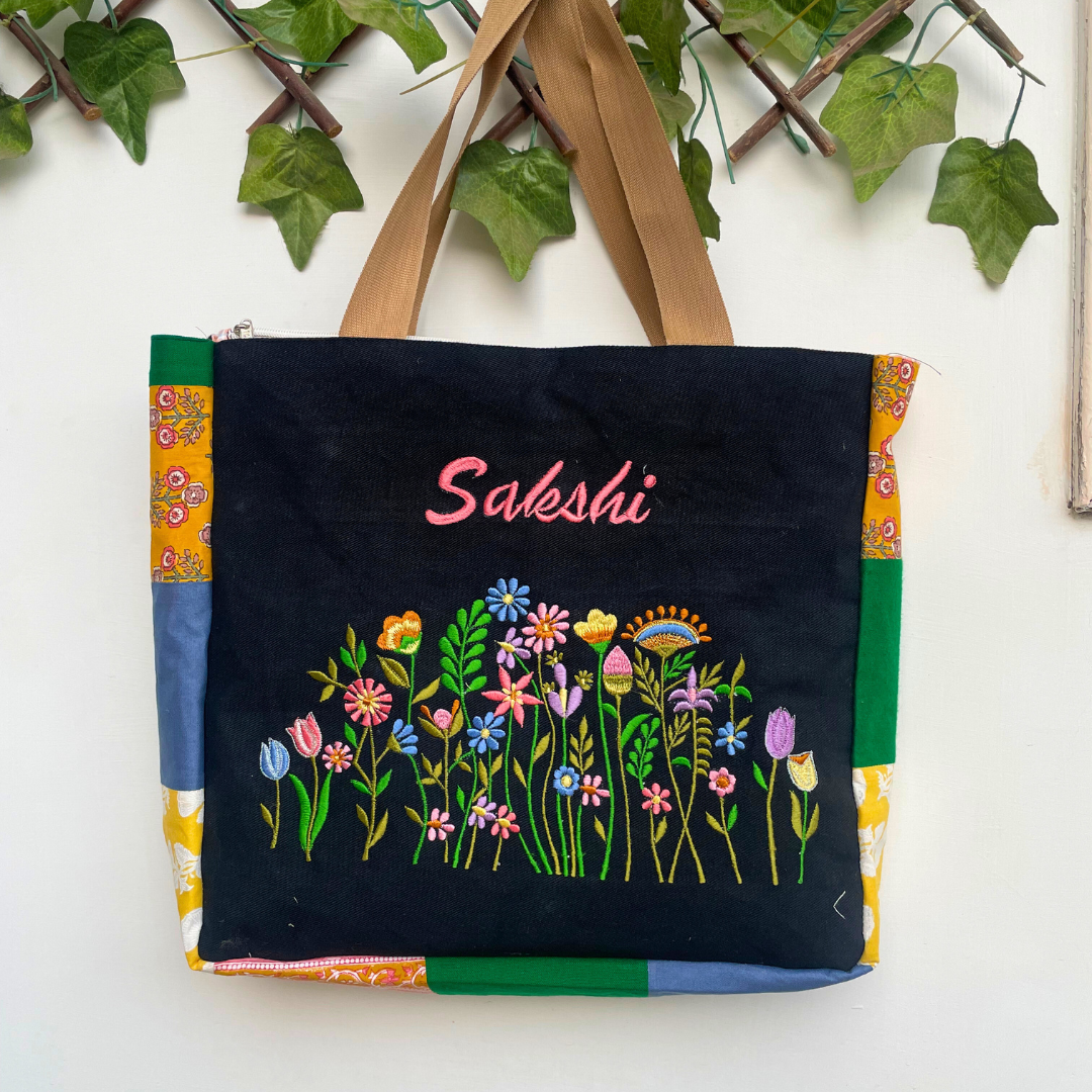 Garden Black Tote Bag