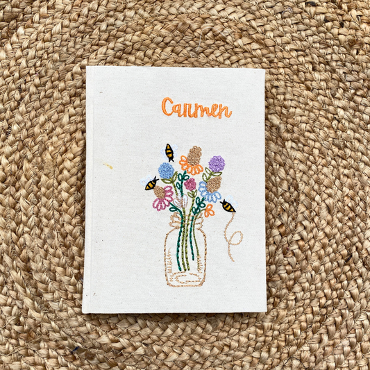 Jar of Flowers embroidered Diary