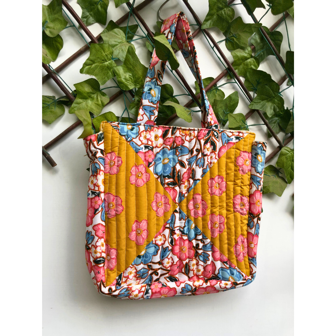 Sunny Bloom Quilt Tote Bag