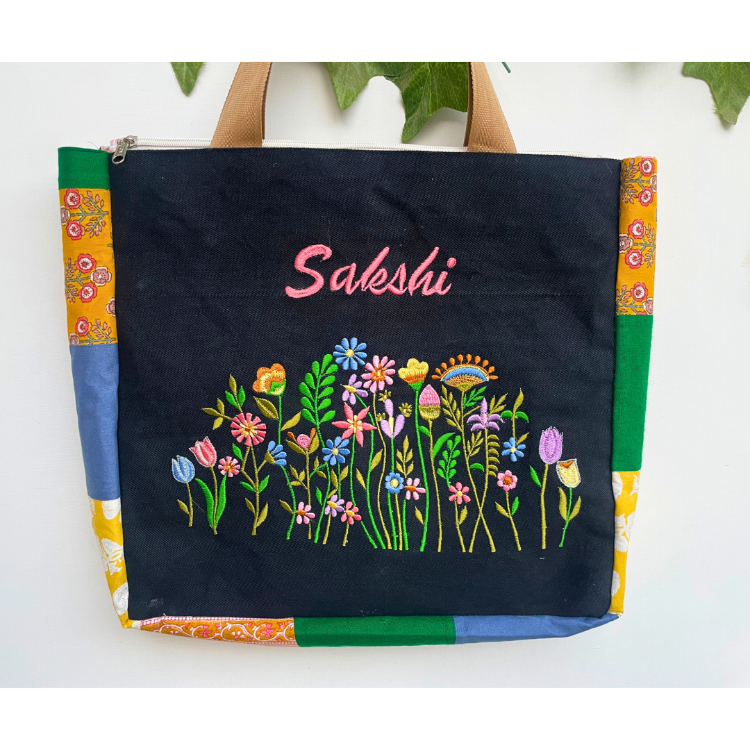 Garden Black Tote Bag