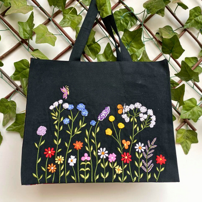 Black floral Box Tote