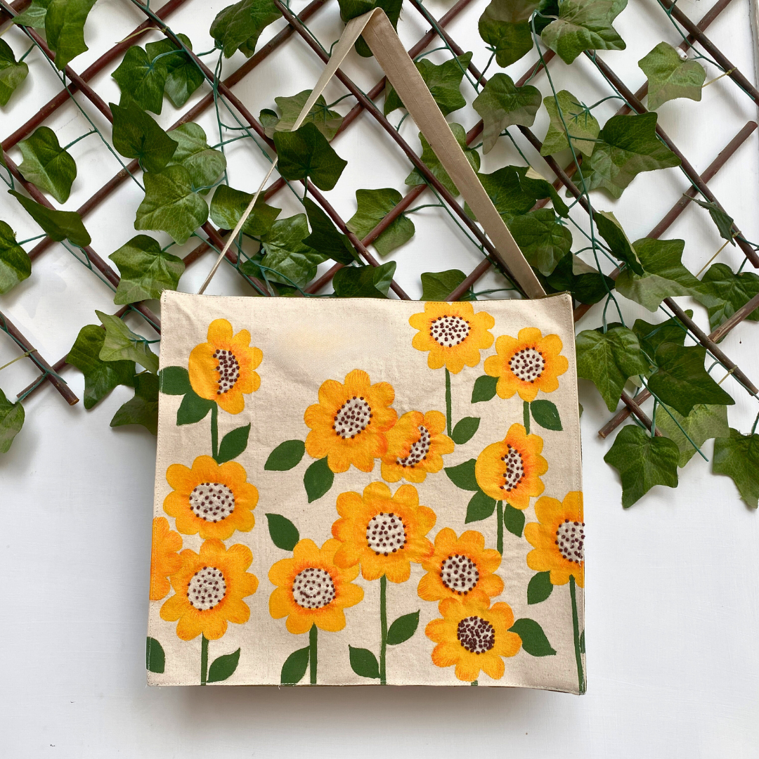 Sunflower box tote bag