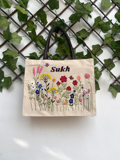 Floral cascade box tote