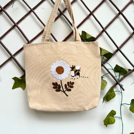 Bee Letter Blossom Tote Bag