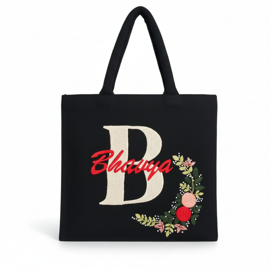 Personalized Black Box Tote Bag