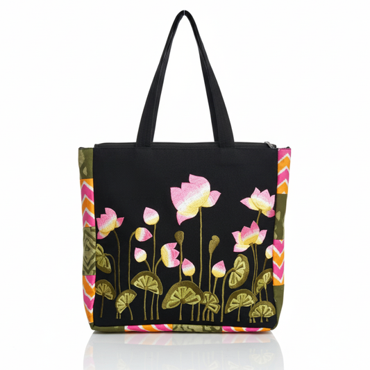 Black Lotus tote bag