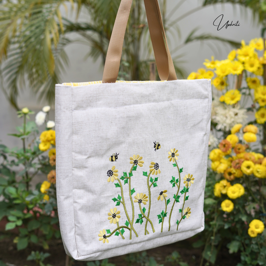 Sunflower Buzz Tote Bag