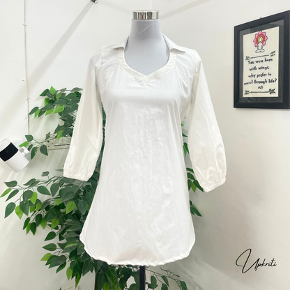 Plain white cotton long shirt