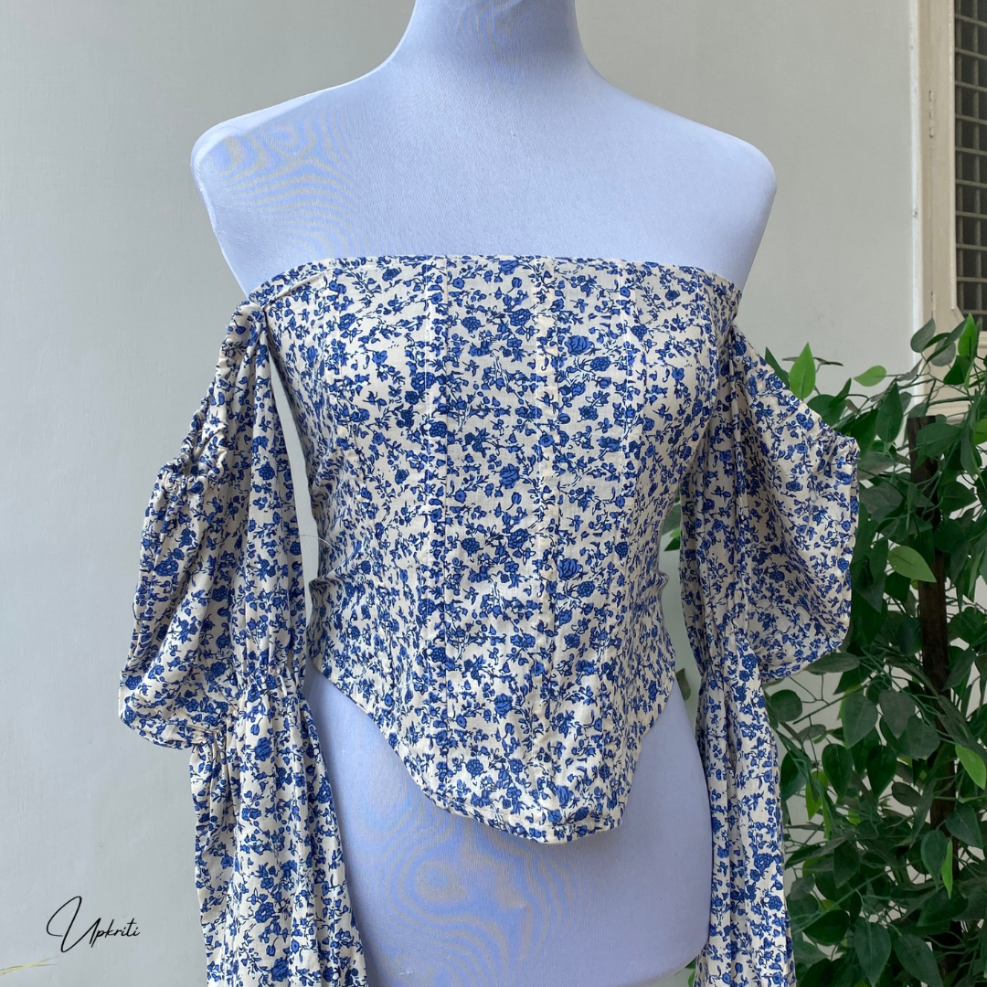 Top corsé floral azul