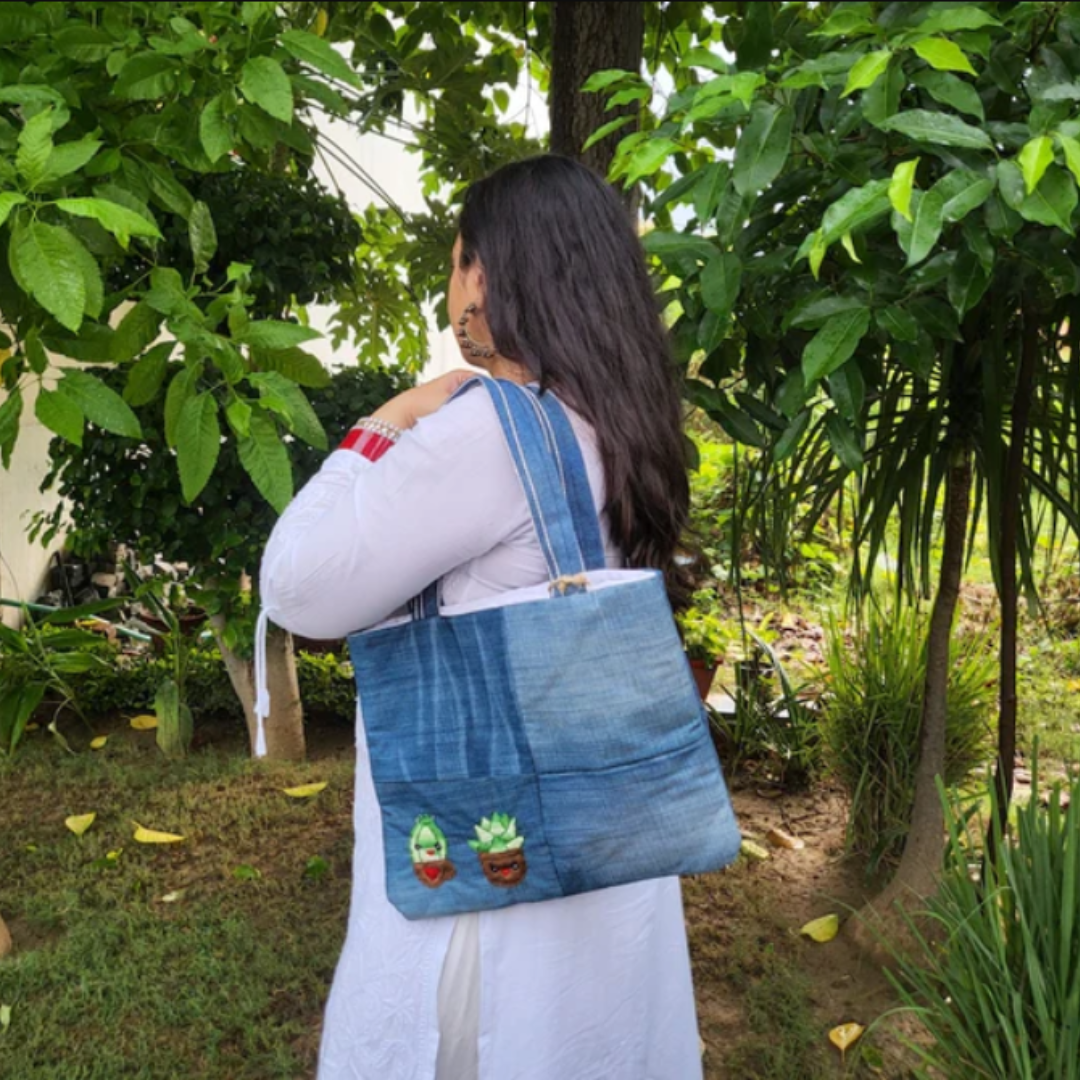 Bolso Tote De Mezclilla Cactus