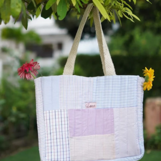 Check Patchwork Quilted Tote bag