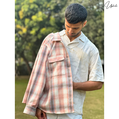 Peach flannel shacket