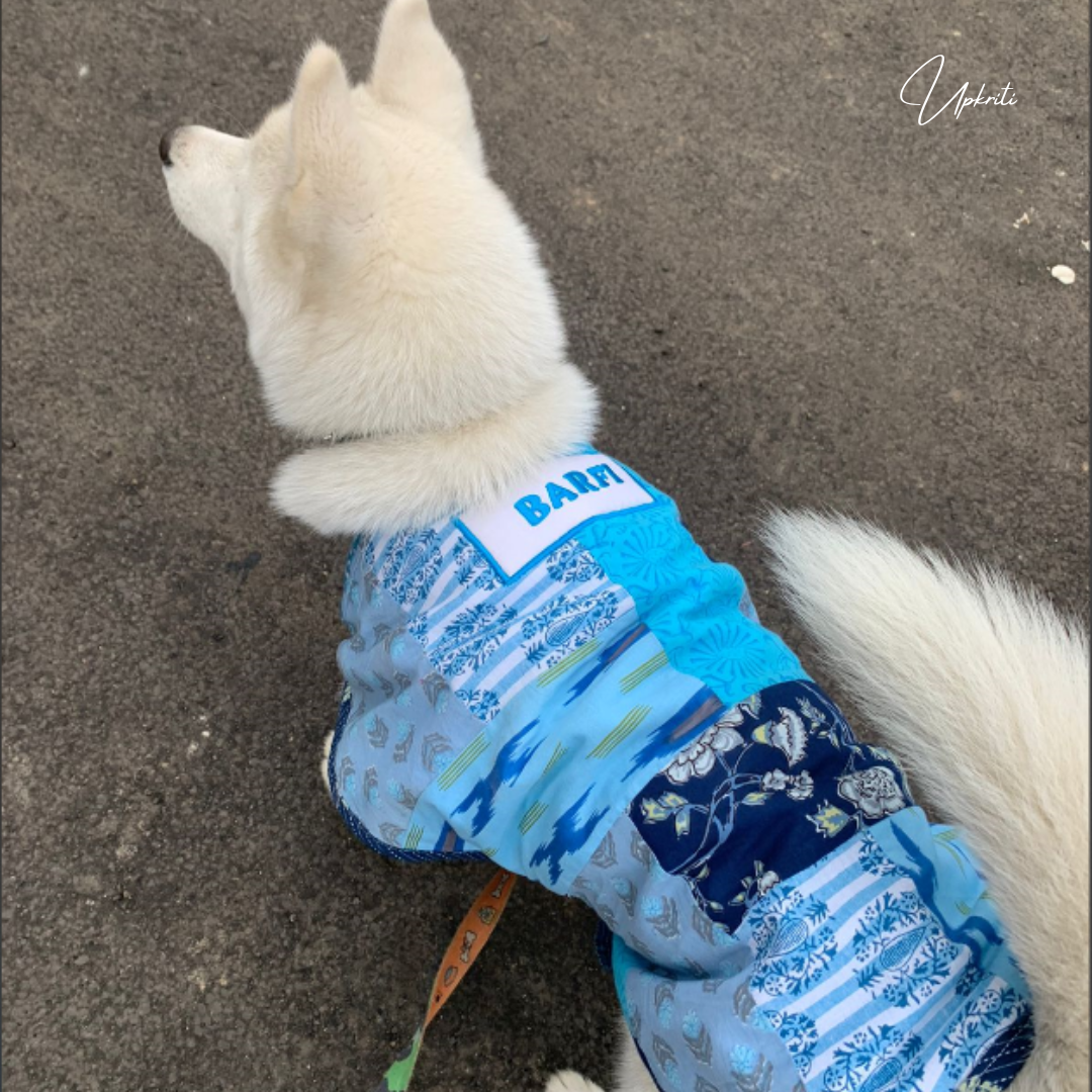 Blue Patchwork Pet Jacket