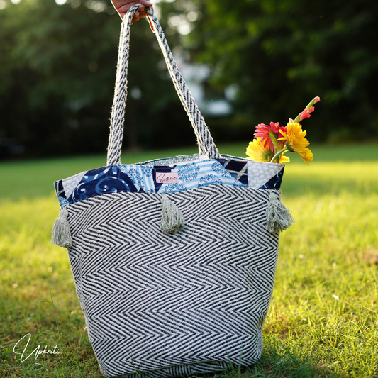 Blue Patchwork Shopping Bag