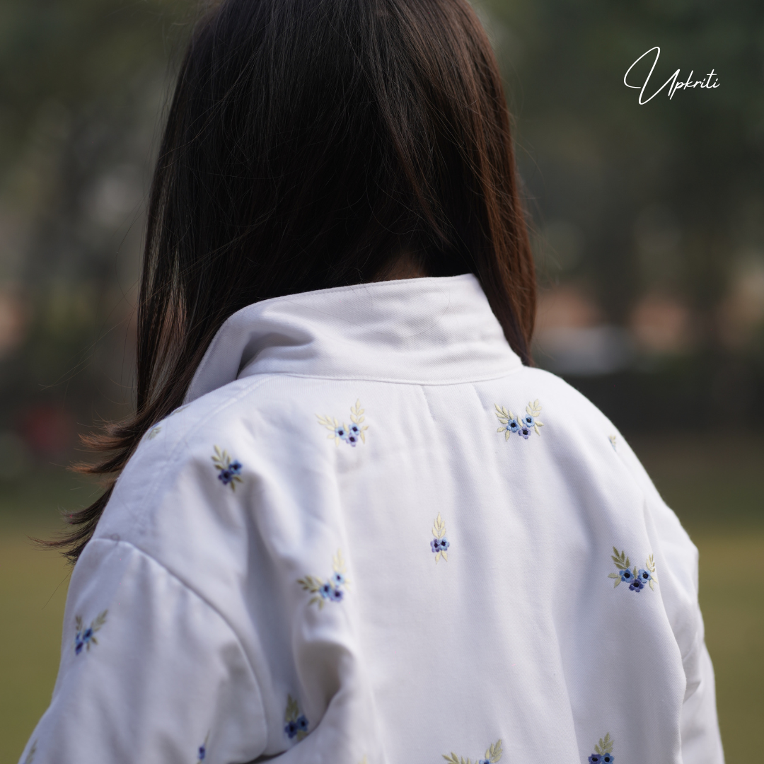 Frosty Bloom white embroidered jacket