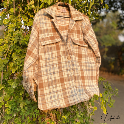 Beige Flannel shacket