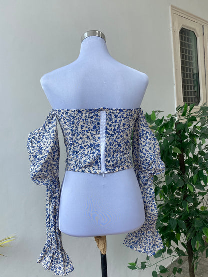 Top corsé floral azul