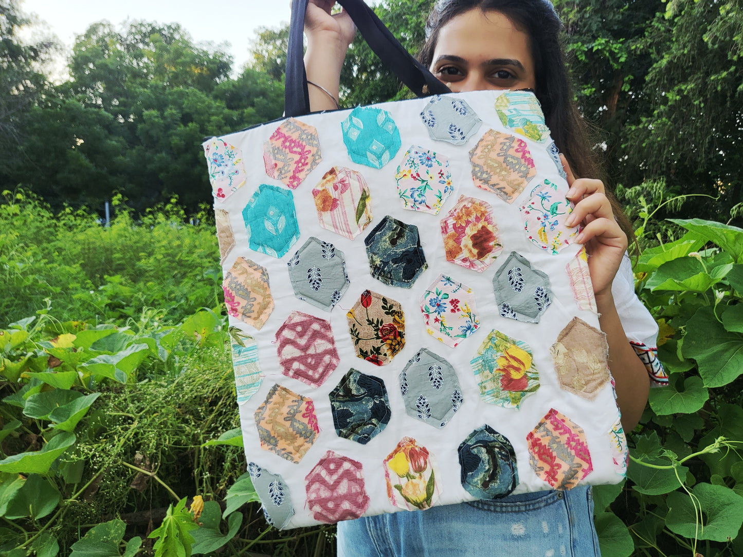 Hexagonal Multi-Print tote bag