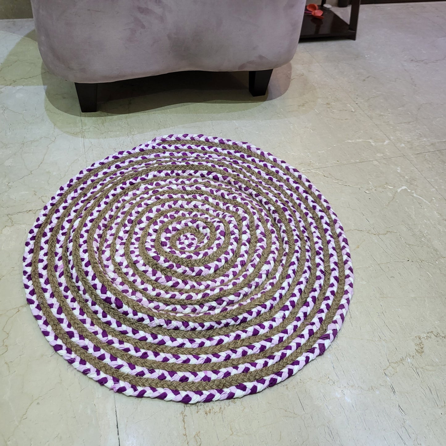 Braided Purple Round Mat