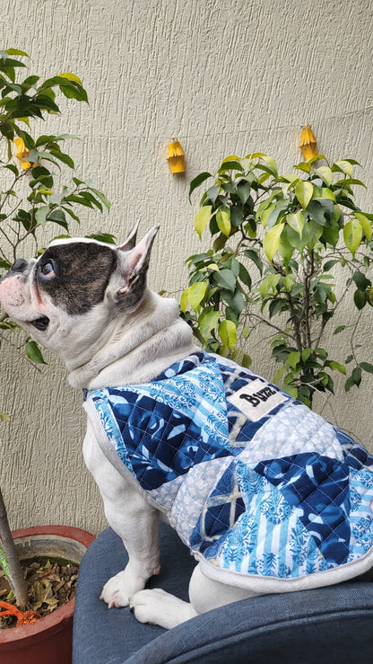 Blue Patchwork Pet Jacket