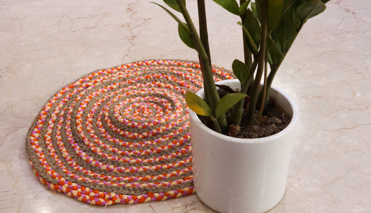 Braided Multicolour Round Mat