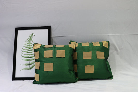 Green Golden Blocks Cushion Covers