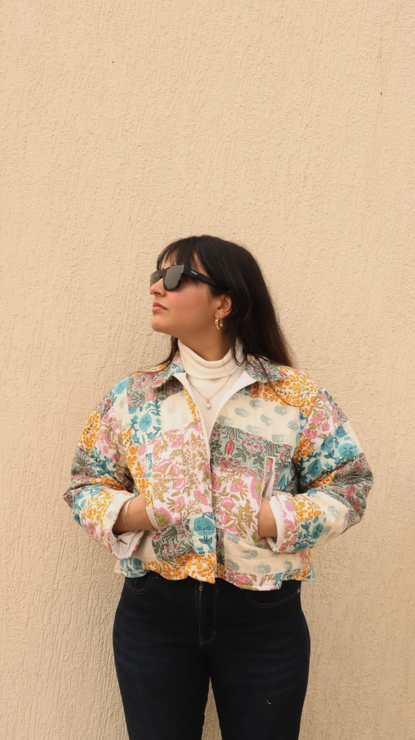 Multicolour Crop Patchwork Jacket