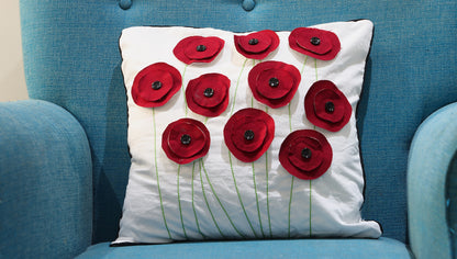 Maroon Button Floral Cushions