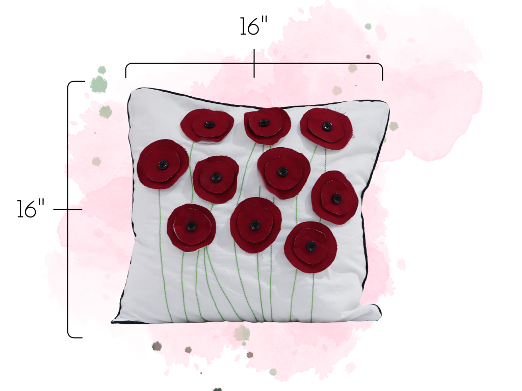 Maroon Button Floral Cushions