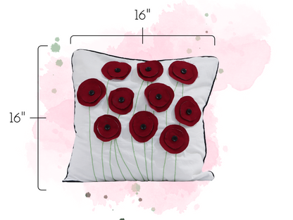 Maroon Button Floral Cushions