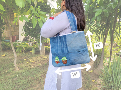 Bolso Tote De Mezclilla Cactus